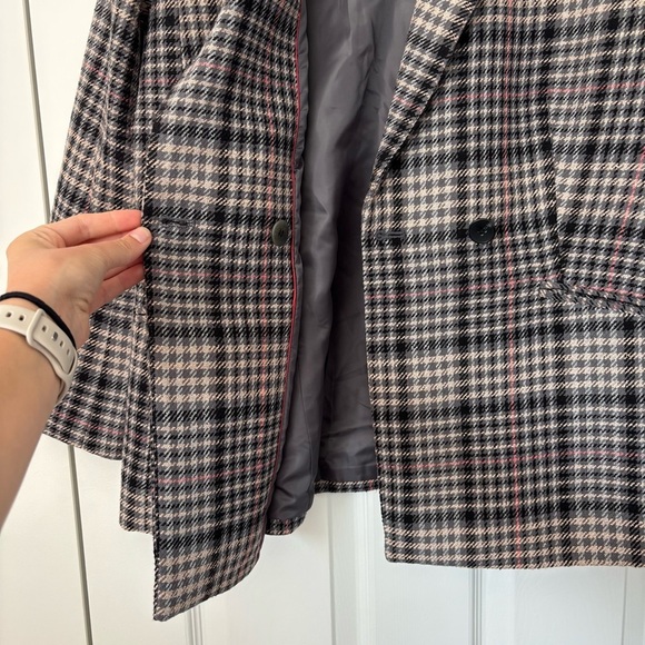 Talbots Double Breasted Bradwell Plaid Blazer 14 P Petite Office Career Business - Picture 8 of 11